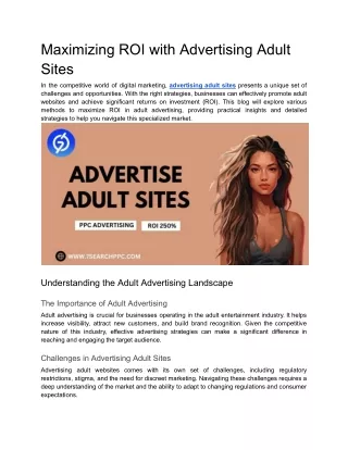 Maximizing ROI with Advertising Adult Sites