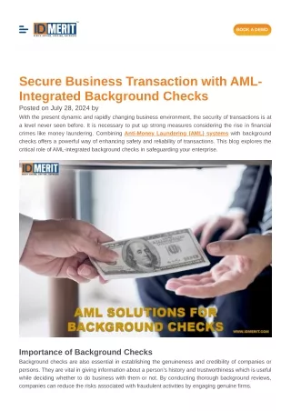 Secure Business Transaction with AML-Integrated Background Checks