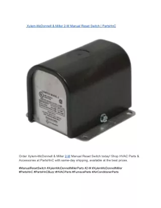 Xylem-McDonnell & Miller 2-M Manual Reset Switch _ PartsHnC