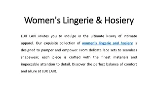 Women's Lingerie & Hosiery