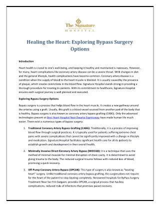 Healing the Heart Exploring Bypass Surgery Options