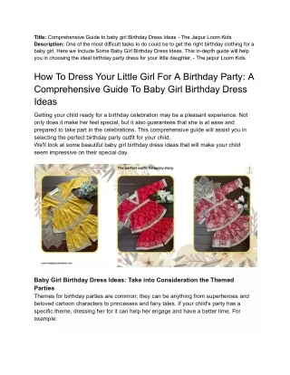 Blog 17_  baby girl Birthday Dress Ideas - TJLK Guest Posting