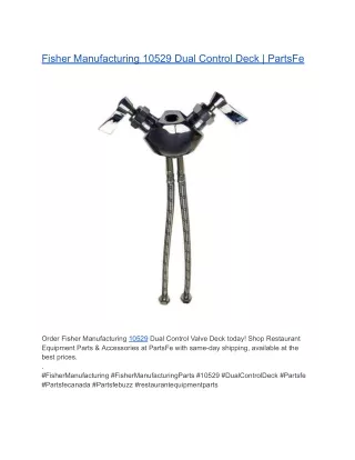Fisher Manufacturing 10529 Dual Control Valve Deck | PartsFe