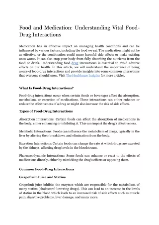 Food and Medication_ Understanding Vital Food-Drug Interactions