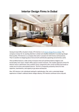 Interior Design Firms in Dubai