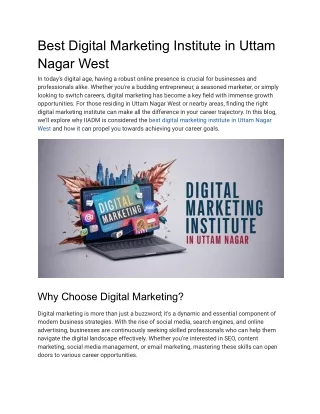 Digital Marketing Institute in Uttam Nagar West