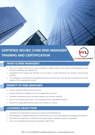 WL - ISO 31000 Risk Manager Training and Certification Course in Miyapur