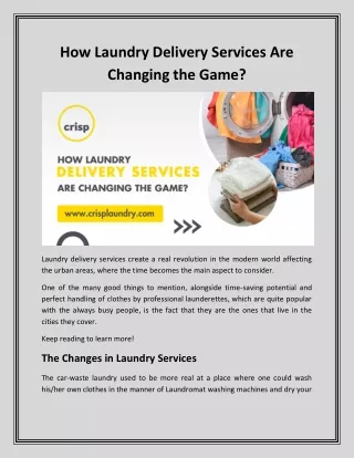 How Laundry Delivery Services Are Changing the Game?