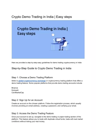 Crypto Demo Trading in India _ Easy steps