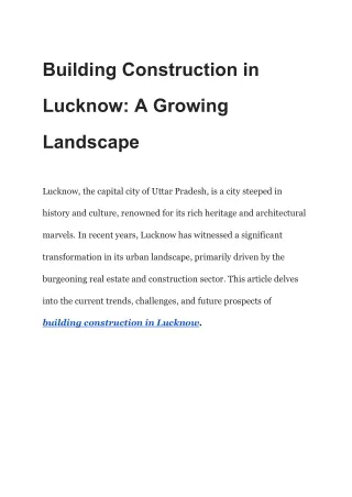 Building Constructions in Lucknow