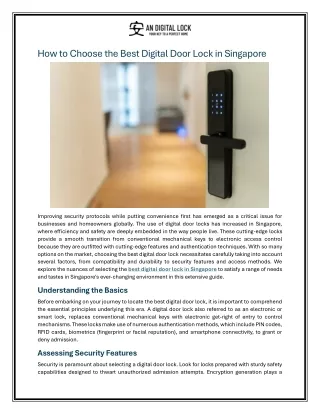 How to Choose the Best Digital Door Lock in Singapore