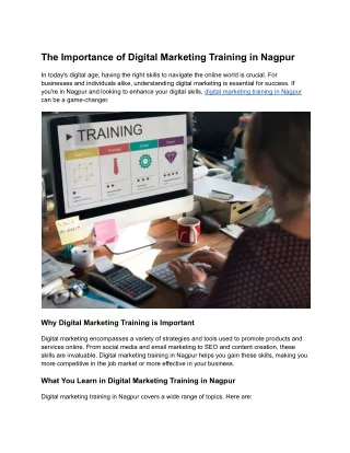 The Importance of Digital Marketing Training in Nagpur