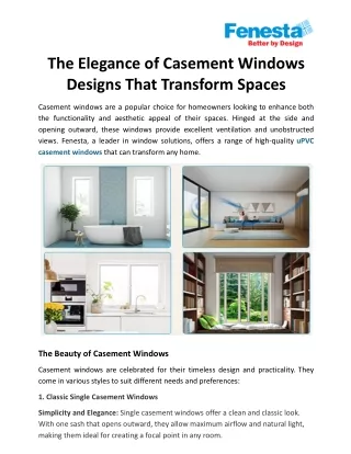 The Elegance of Casement Windows: Designs That Transform Spaces