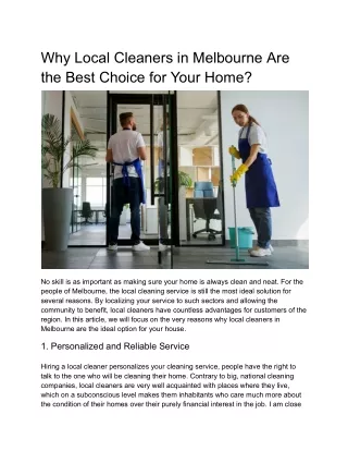 Why Local Cleaners in Melbourne Are the Best Choice for Your Home_