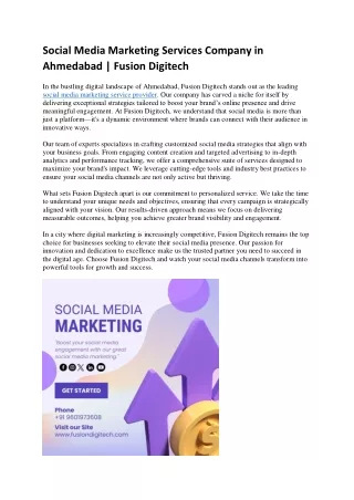 Social Media Marketing Services Company in Ahmedabad | Fusion Digitech