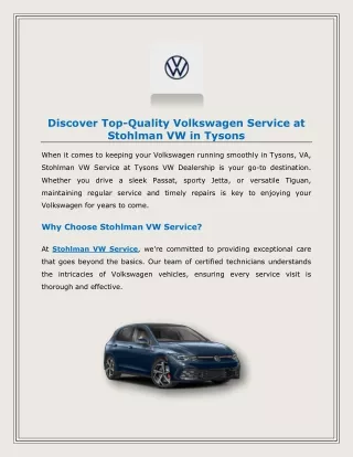 Top-Quality Volkswagen Service - Stohlman-VW