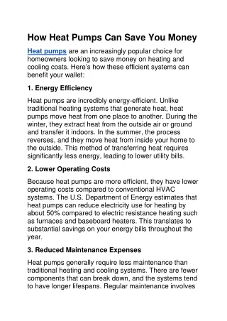 How Heat Pumps Can Save You Money