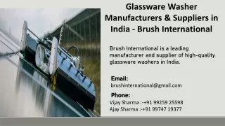 Glassware Washer Manufacturers & Suppliers in India  - Brush International