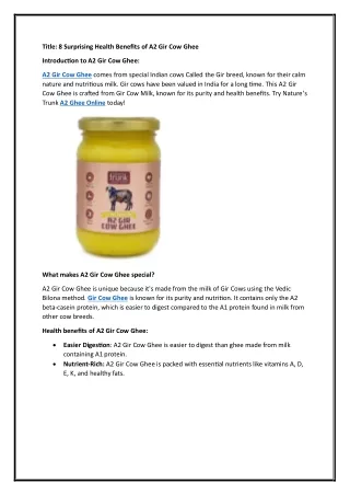 8 Surprising Health Benefits of A2 Gir Cow Ghee