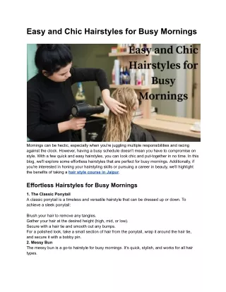 Easy and Chic Hairstyles for Busy Mornings