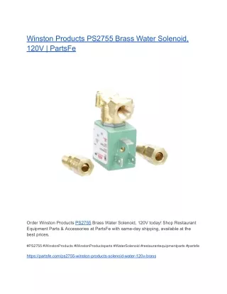 Winston Products PS2755 Brass Water Solenoid, 120V  PartsFe