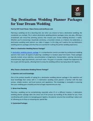 Top Destination Wedding Planner Packages for Your Dream Wedding