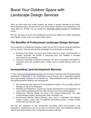 Boost Your Outdoor Space with Landscape Design Services