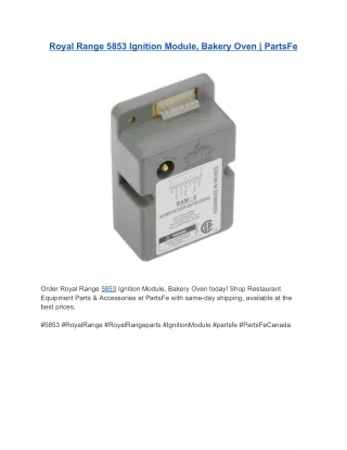Royal Range 5853 Ignition Module, Bakery Oven | PartsFe