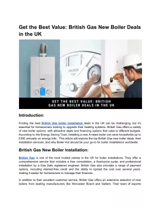 Best British Gas New Boiler Deals in the UK