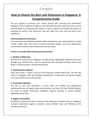 How to Choose the Best Lash Extensions in Singapore A Comprehensive Guide