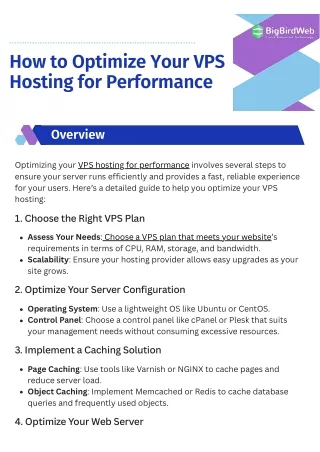 Optimizing your VPS hosting for performance involves several steps to ensure your server runs efficiently and provides a