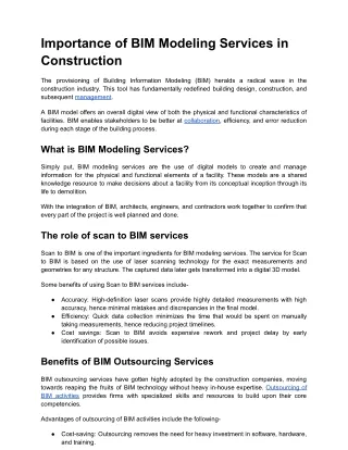 Importance of BIM Modeling Services in Construction