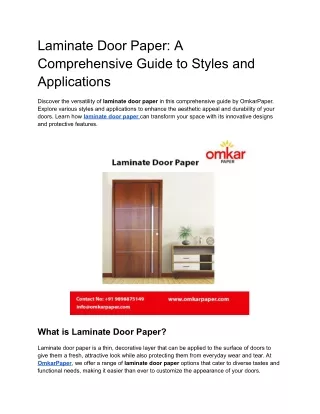 Laminate Door Paper_ A Comprehensive Guide to Styles and Applications