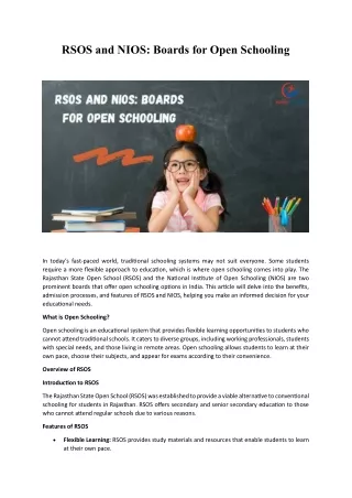 RSOS and NIOS Boards for Open Schooling