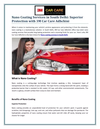 Premium Nano Coating Services in South Delhi