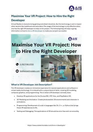 Unlocking Innovation: How to Hire the Perfect VR Developer for Your Project