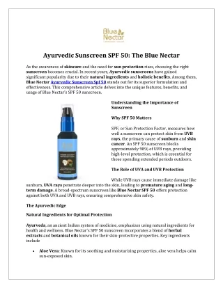 Ayurvedic Sunscreen SPF 50 The Blue Nectar