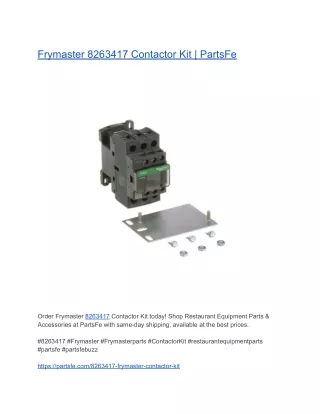 Frymaster 8263417 Contactor Kit  PartsFe
