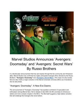 Marvel Studios Announces ‘Avengers_ Doomsday’ and ‘Avengers_ Secret Wars’ By Russo Brothers