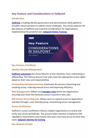 Sailpoint Identity IQ Training | Sailpoint Online Training