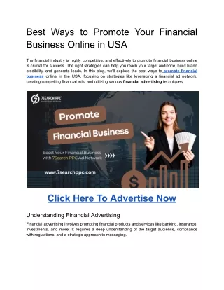 Best Ways to Promote Your Financial Business Online in USA