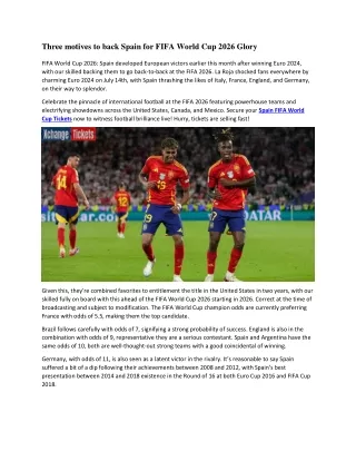 Three motives to back 6 1 Spain for FIFA World Cup 2026 Glory