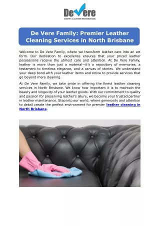 De Vere Family: Premier Leather Cleaning Services in North Brisbane