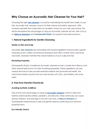 Why Choose an Ayurvedic Hair Cleanser for Your Hair