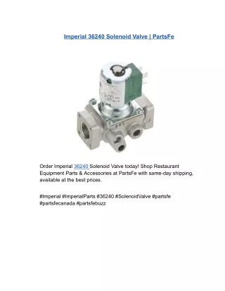 Imperial 36240 Solenoid Valve | PartsFe