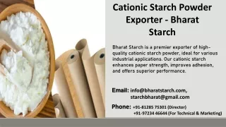 Cationic Starch Powder Exporter - Bharat Starch