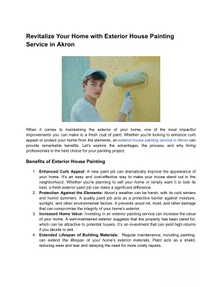 Revitalize Your Home with Exterior House Painting Service in Akron