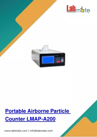 Portable Airborne Particle Counter Weight 3.3 kgs