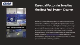 Essential Factors in Selecting the Best Fuel System Cleaner