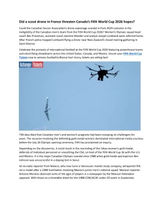 Did a scout drone in France threaten Canada’s FIFA World Cup 2026 hopes